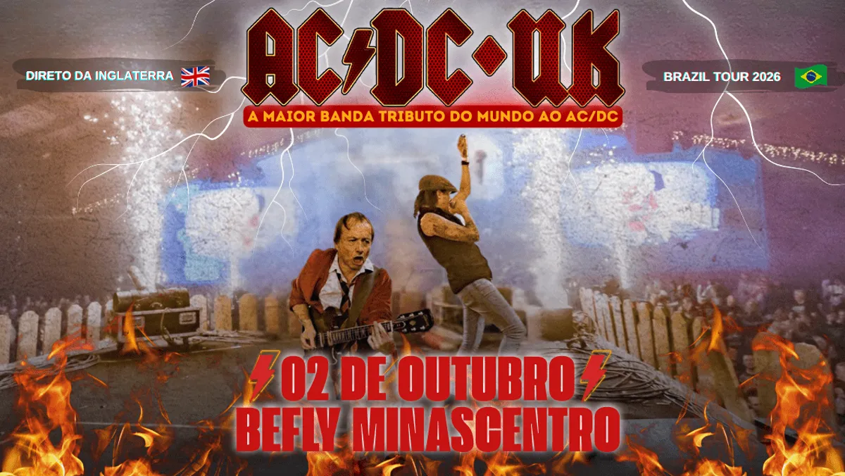 AC/DC UK em BH: o melhor tributo europeu ao AC/DC no BeFly Minascentro em 02/10/2026