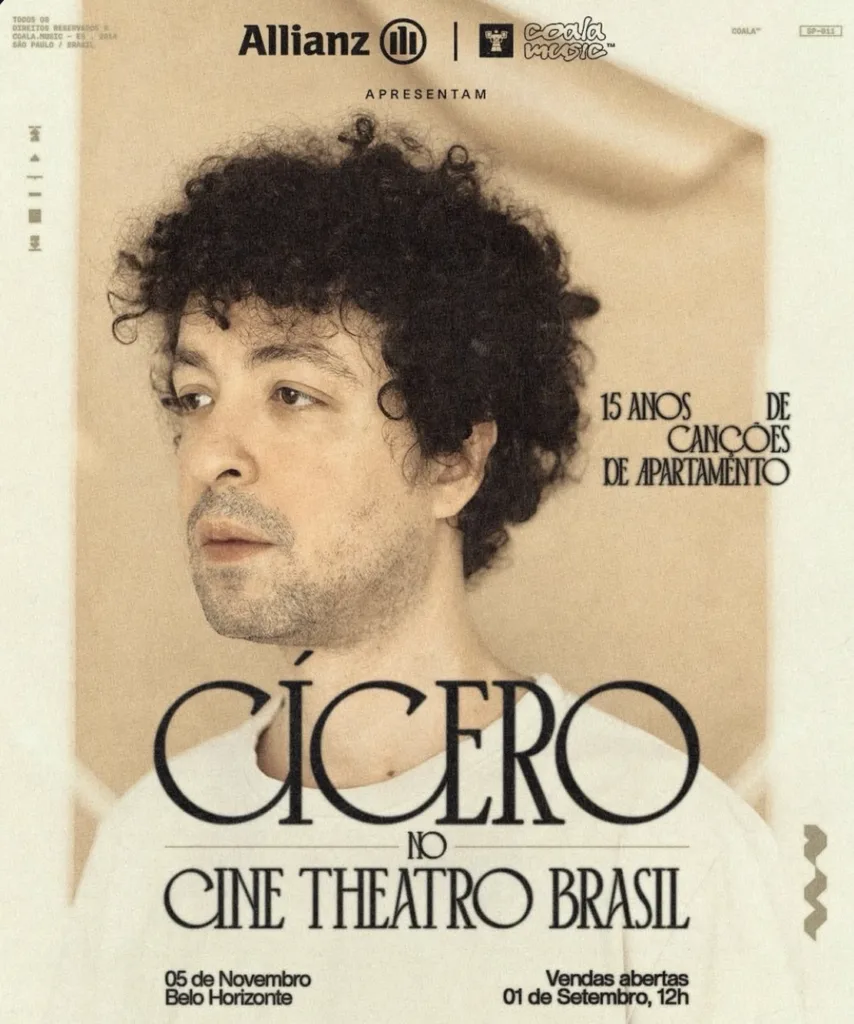 Cícero celebra 15 anos de 'Canções de Apartamento' no Cine Theatro Brasil Vallourec em novembro