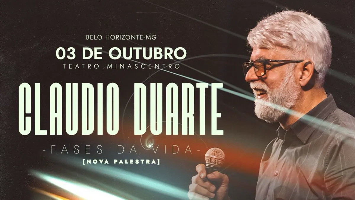Claudio Duarte em BH: palestra "Fases da Vida" no BeFly Minascentro em 03/10/2026