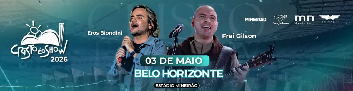 Cristo é o Show 2026 no Mineirão: Frei Gilson, Dom Walmor, Padre Chrystian e Eros Biondini em 03/05