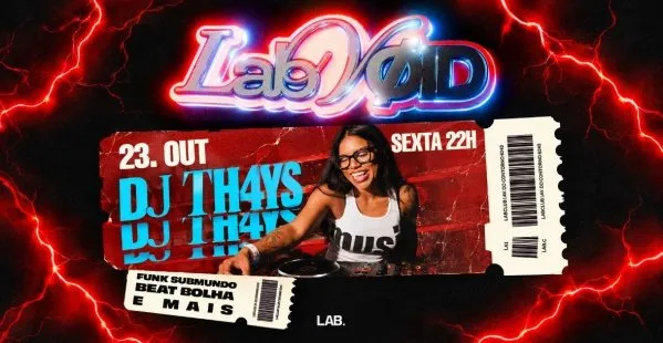 DJ Th4ys comanda noite no Lab Savassi em 23 de outubro de 2026