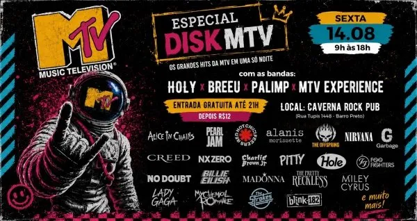 Especial Disk MTV com Palimp, Holy MTV Experience e Breeu no Mister Rock em BH