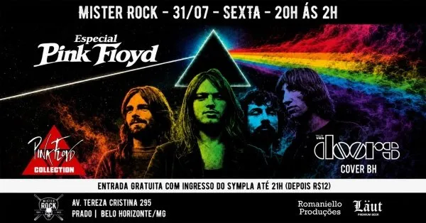 Especial Pink Floyd e The Doors Cover em BH: uma noite inesquecível no Mister Rock