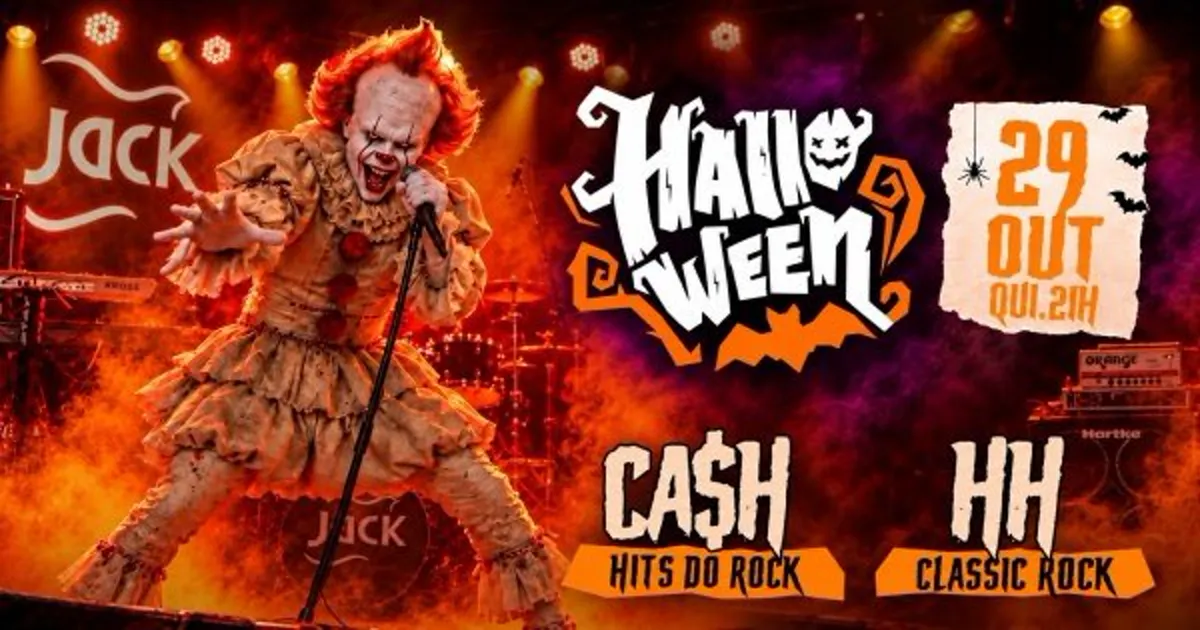 Halloween no Jack Rock Bar: CA$H e Classic Rock na quinta-feira, 29 de outubro de 2026