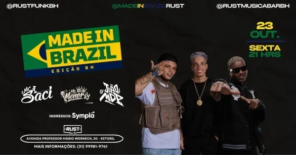 Made in Brazil no Rust Music Bar: noite de música nacional em BH no dia 23 de outubro