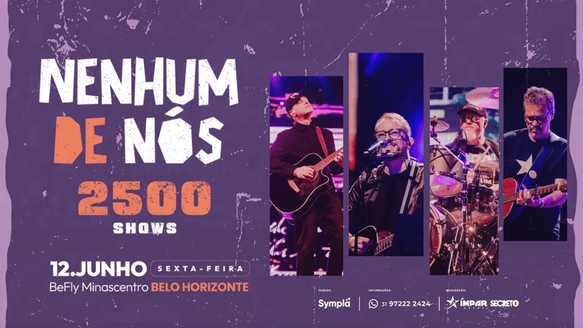 Nenhum de Nós em BH: rock gaúcho dos anos 80 no BeFly Minascentro em 12/06/2026