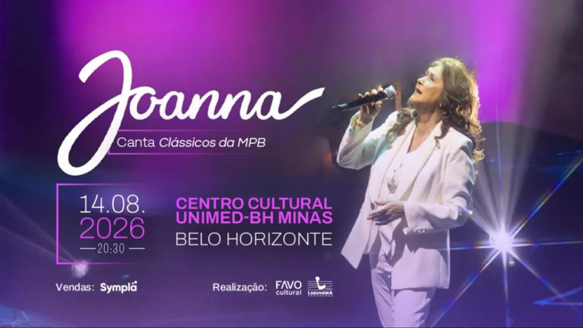 Joanna Canta Clássicos da MPB no Centro Cultural Unimed-BH Minas em agosto de 2026