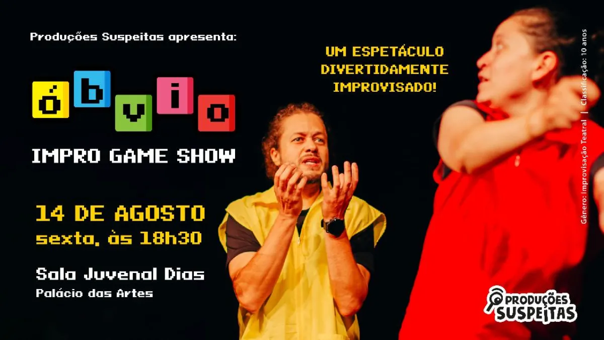 Óbvio - Impro Game Show chega ao Palácio das Artes em agosto de 2026