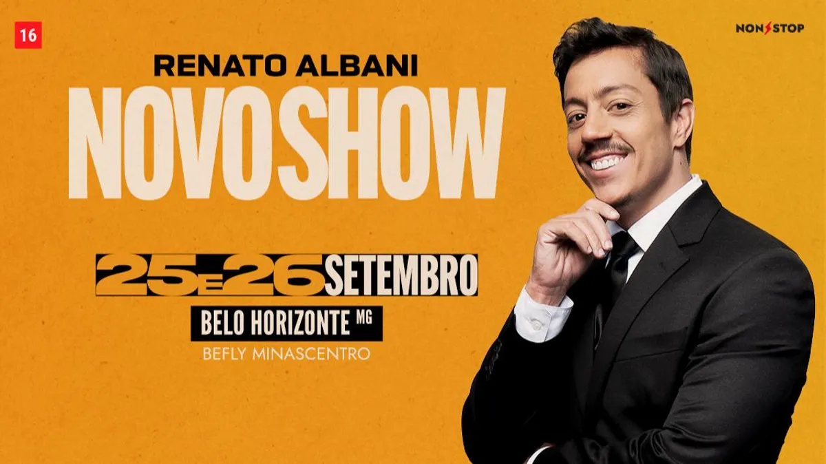 Renato Albani em BH: novo show de stand-up no BeFly Minascentro em 25 e 26/09/2026