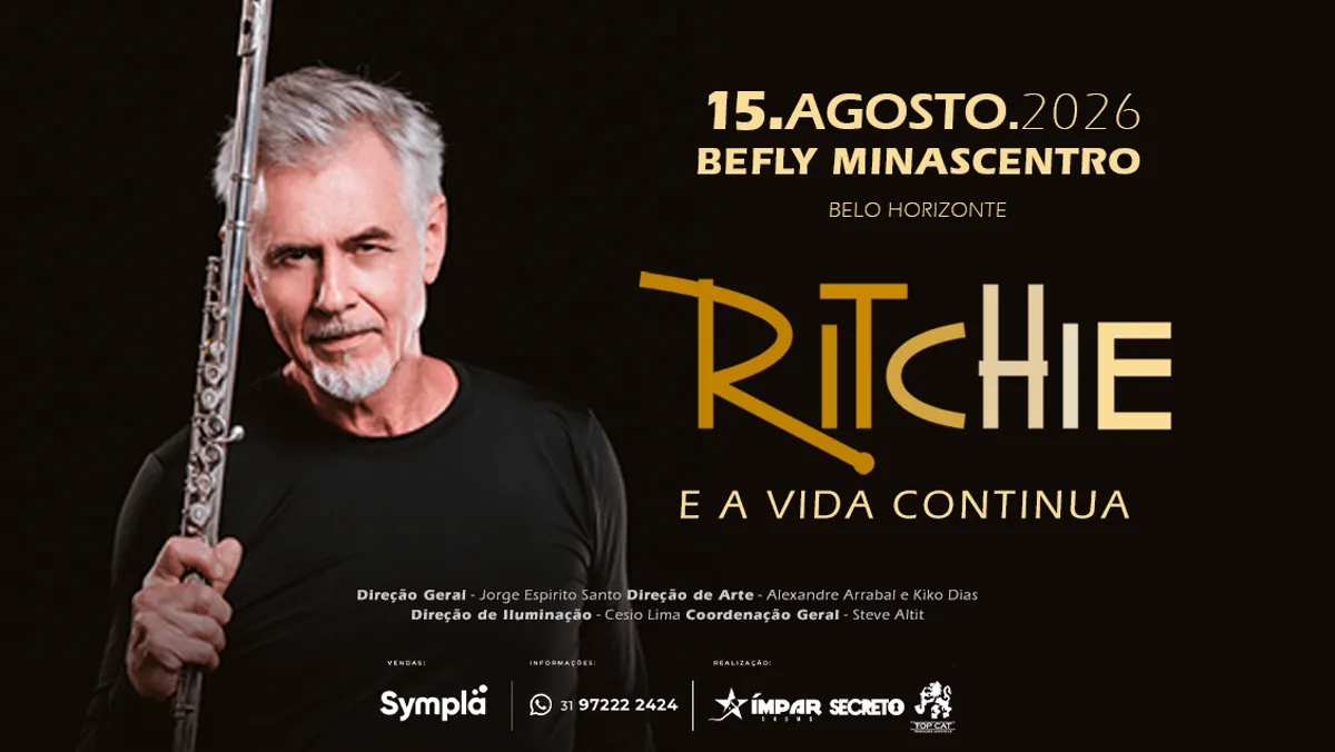 Ritchie em BH: turnê "E a Vida Continua" no BeFly Minascentro em 15/08/2026