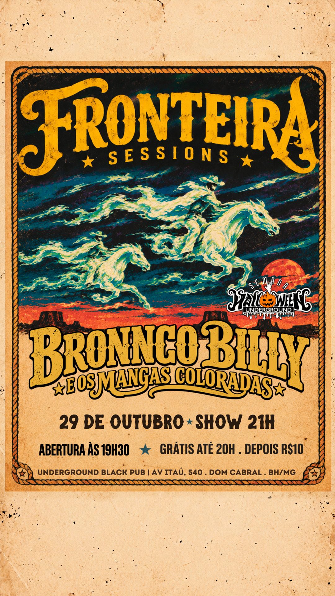 Halloween no Underground reúne shows de rock, fantasias e Fiesta de los Muertos