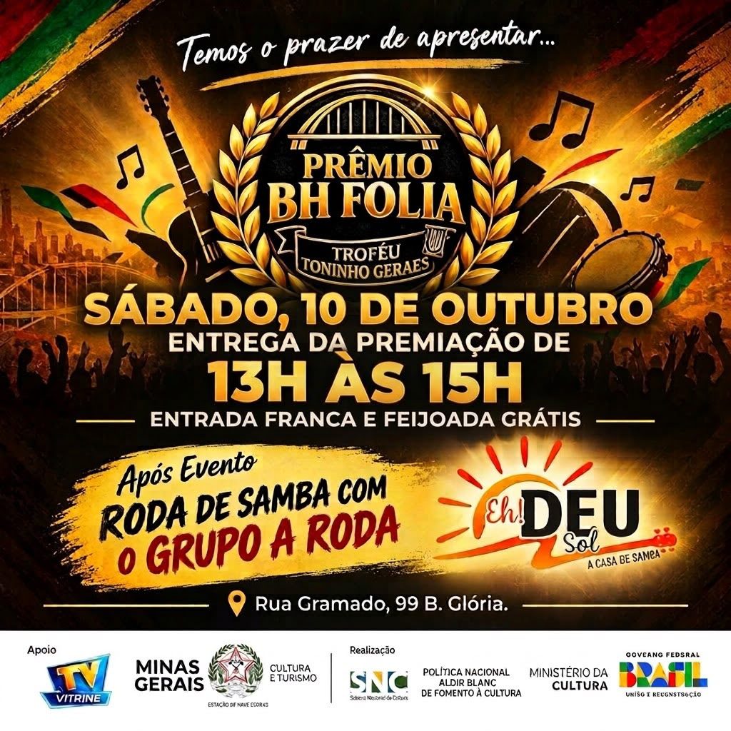 Prêmio BH Folia homenageia Toninho Geraes e celebra Carnaval de BH