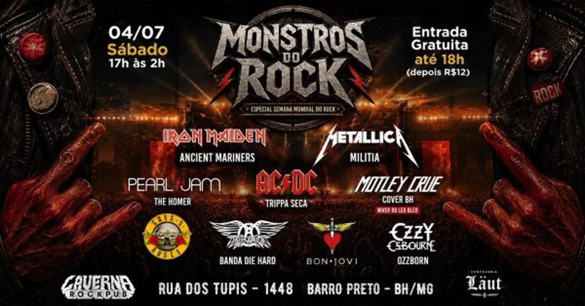 04/07 - Monstros do Rock: Iron Maiden, Pearl Jam, Metallica, AC/DC, Guns'n Roses, Motley Crue e mais