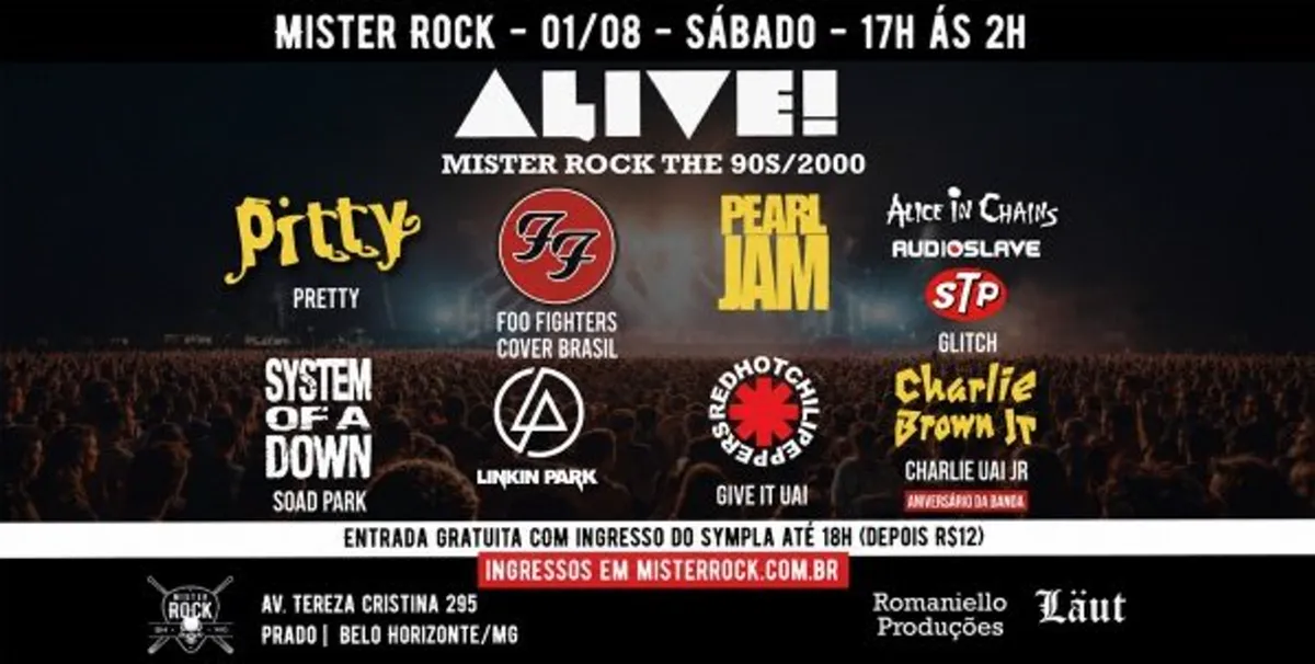 01 08 Alive 90s 2000 Foo Fighters Pearl Jam Pitty Charlie Brown Jr Linkin Park E Mais