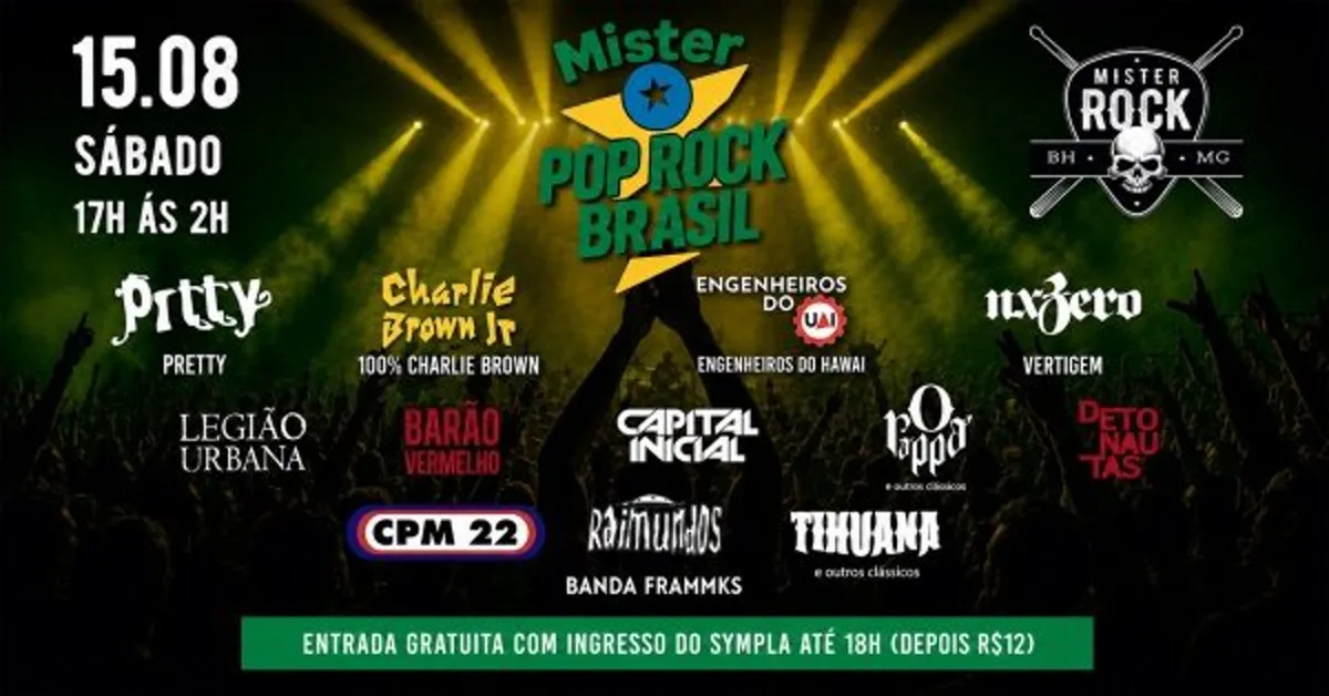 15 08 Mister Pop Rock Brasil Pitty Charlie Brown Jr Engenheiros Legiao Urbana Nx Zero E Mais