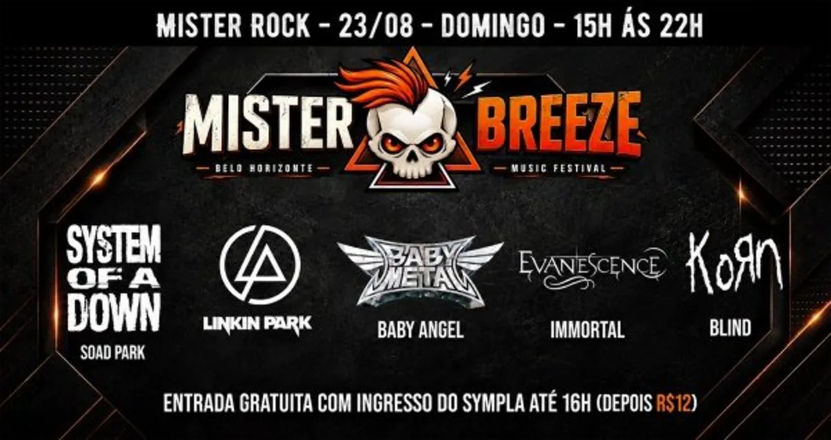 23/08 - Misterbreeze - Linkin Park, Baby Metal, System of Down, Evanescence e Korn