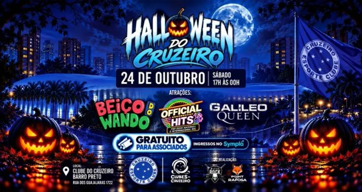 Halloween do Cruzeiro 2026: Beiço do Wando, Official Hits e Galileo Queen