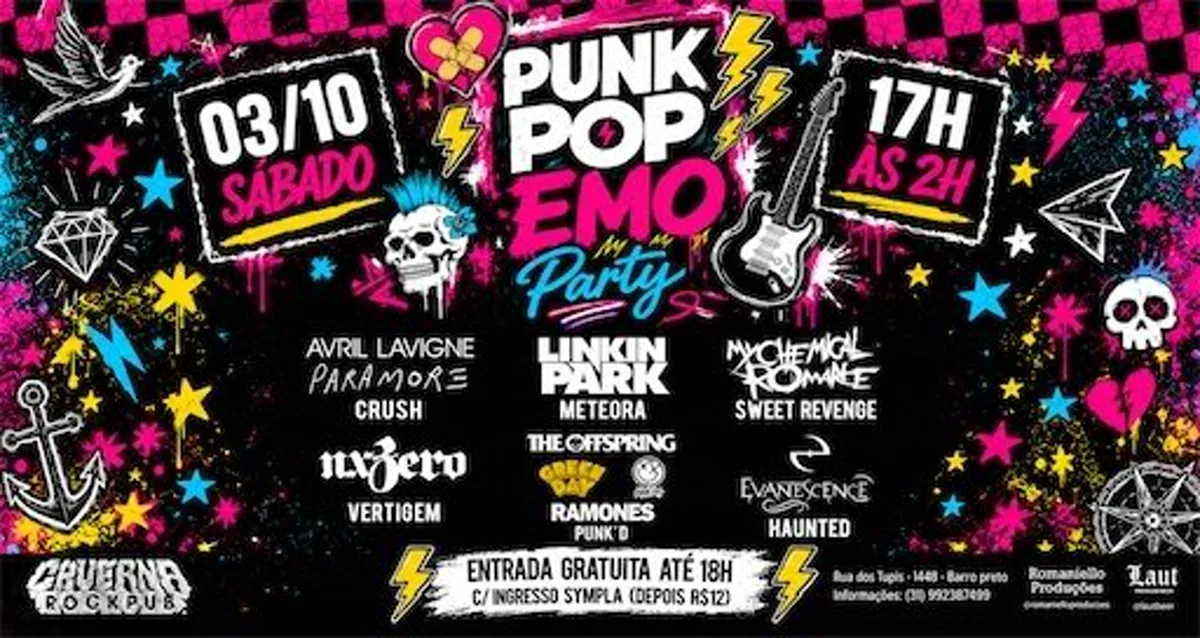 03 10 Punkpop Emo Party Paramore Nx Zero Linkin Park Offspring My Chemical Romance E Mais
