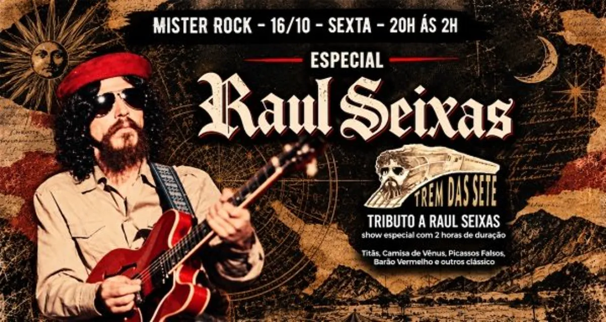 16/10 - Especial Raul Seixas: Show Especial de 2 horas com Trem das Sete (Raul Seixas) e Cardume