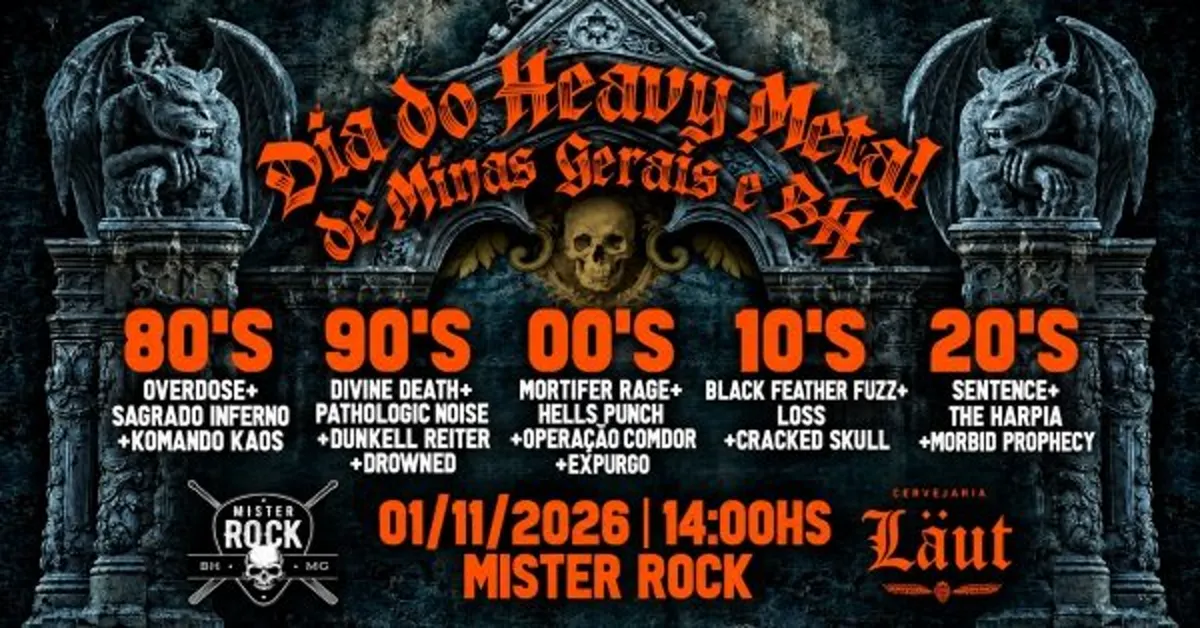 01/11 - Dia do Heavy Metal de Minas Gerais e BH: Overdose, Divine Death, Drowned, Pathologic e mais!