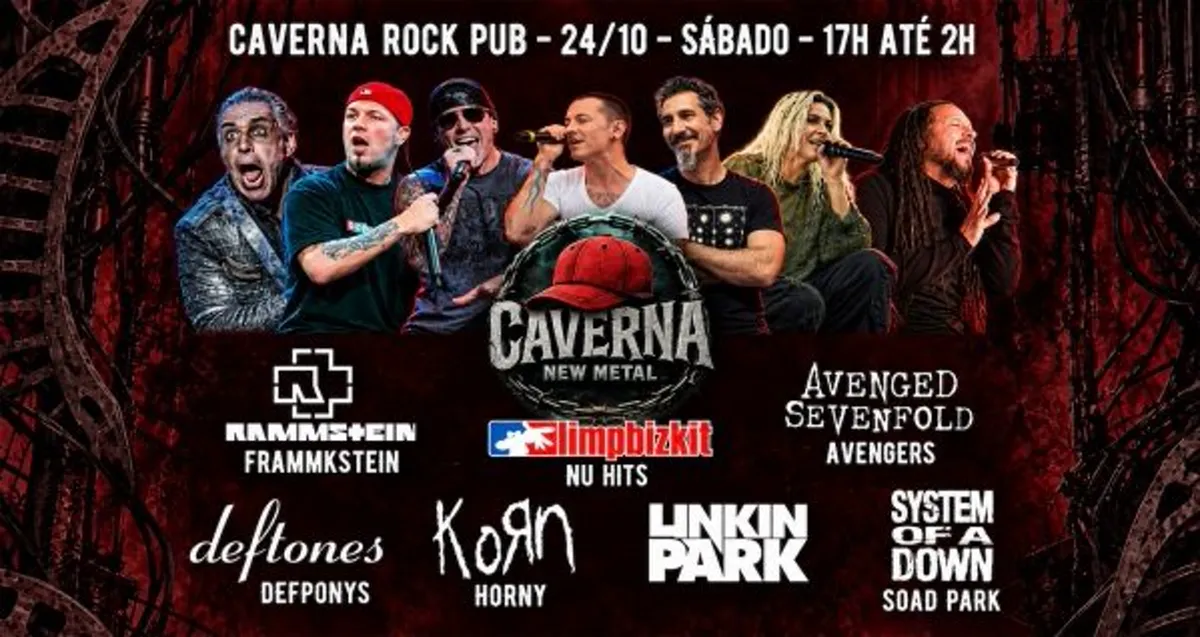 24 10 Caverna New Metal Rammstein Linkin Park System Of Down Limp Korn E Mais