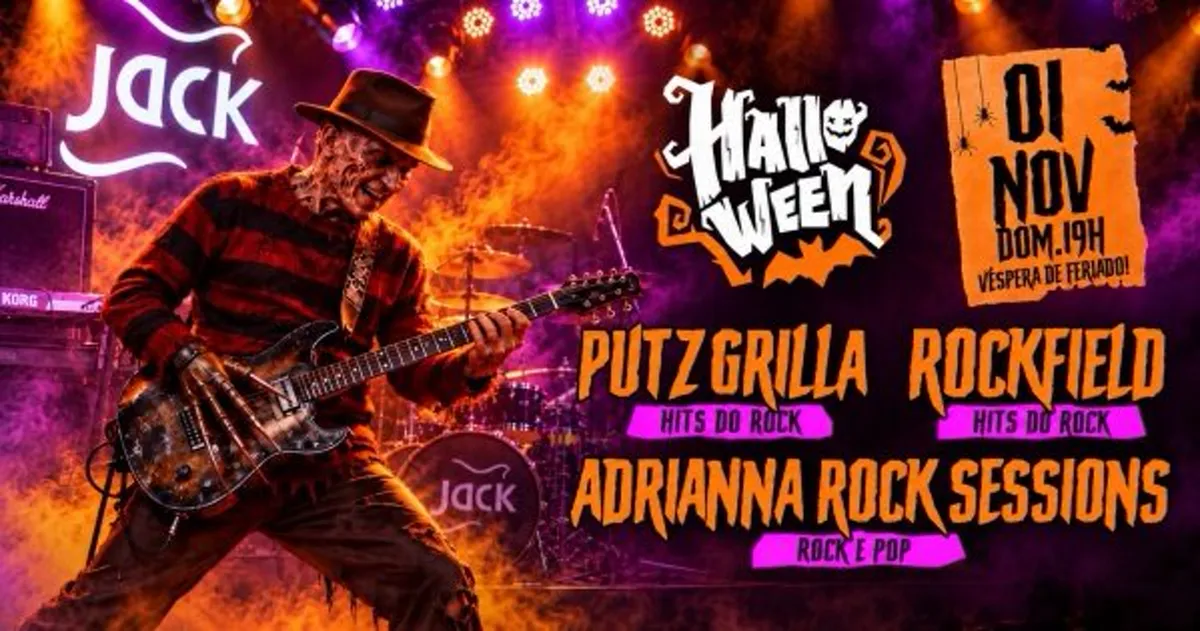 Domingo | Halloween Jack + Véspera de Feriado! Putz Grilla + Rockfield + Adrianna Rock Sessions